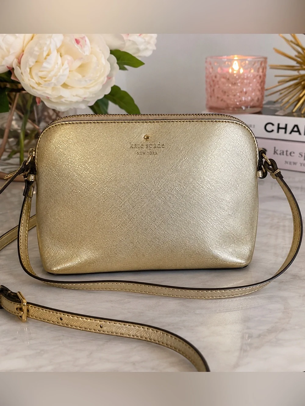Kate Spade Cedar Street Tenley Metallic Gold Crossbody Bag